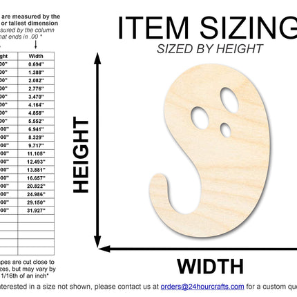 Unfinished Wood Ghost Shape | Craft Cutout | up to 46" DIY