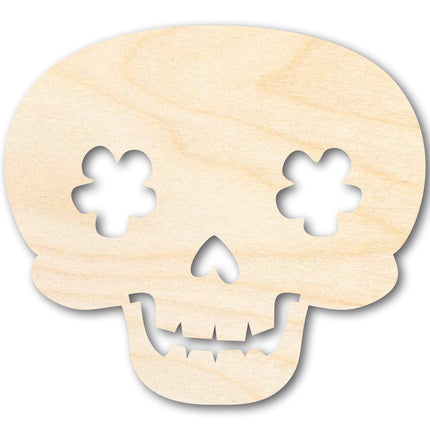 Unfinished Wood Flower Skull Shape | DIY Day of the Dead Craft Cutout | up to 46" DIY