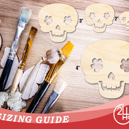 Unfinished Wood Flower Skull Shape | DIY Day of the Dead Craft Cutout | up to 46" DIY