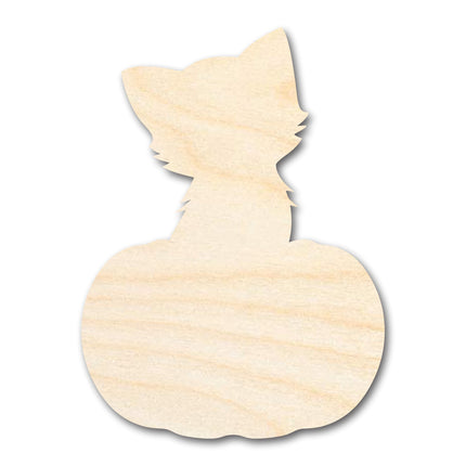 Unfinished Wood Cat on Pumpkin Shape | DIY Fall Cat Craft Cutout | up to 46" DIY