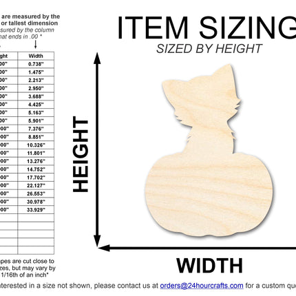 Unfinished Wood Cat on Pumpkin Shape | DIY Fall Cat Craft Cutout | up to 46" DIY