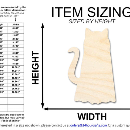 Unfinished Wood Ghost Cat Shape | DIY Halloween Cat Craft Cutout | up to 46" DIY