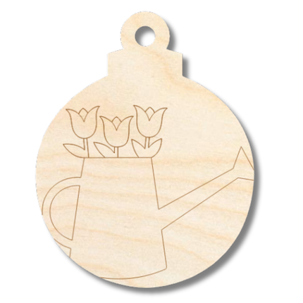 Unfinished Wood Etched Watering Can Ornament Shape | Paint By Line Crafts | up to 30" DIY