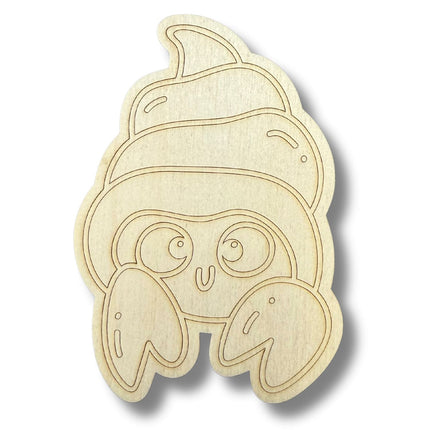 Unfinished Wood Etched Hermit Crab Shape | Paint By Line Crafts | up to 30" DIY