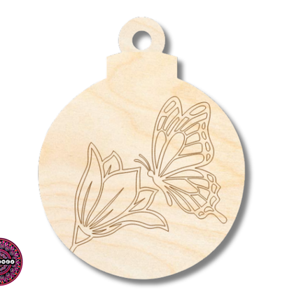 Unfinished Wood Etched Butterfly Flower Ornament Shape | JGrondz | Paint By Line Crafts | up to 30" DIY