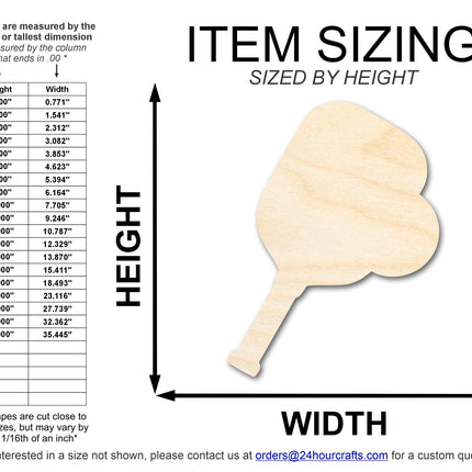 Unfinished Pickleball Paddle and Ball Shape | DIY Craft Cutout | up to 46" DIY