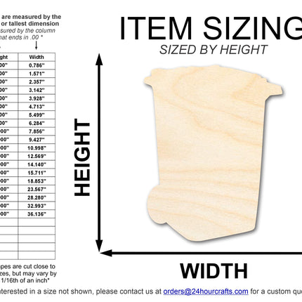 Unfinished Trash Can Shape | DIY Craft Cutout | up to 46" DIY
