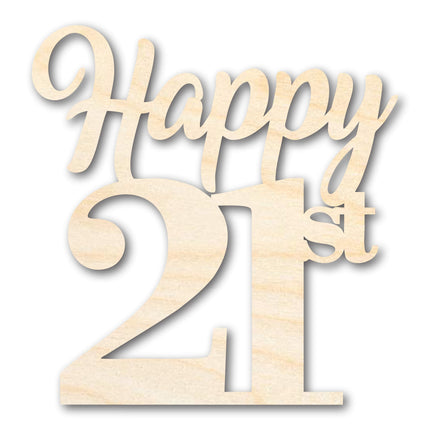 Unfinished Happy Twenty First Shape | DIY Craft Cutout | up to 46" DIY
