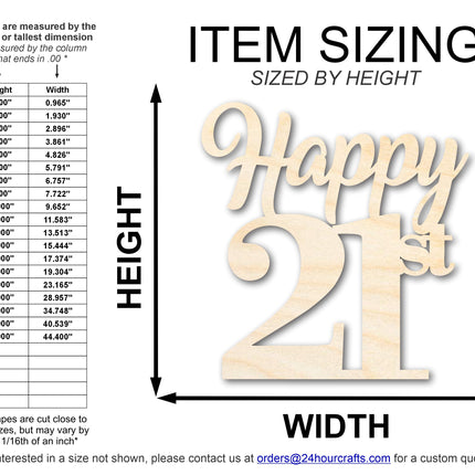 Unfinished Happy Twenty First Shape | DIY Craft Cutout | up to 46" DIY