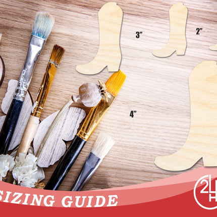 Unfinished Wood Cowboy Boot Silhouette | DIY Craft Cutout | up to 46" DIY