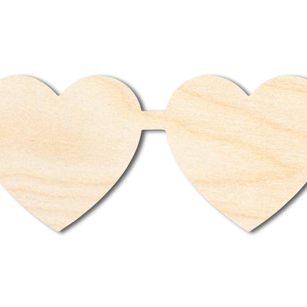 Unfinished Wood Heart Glasses Shape | DIY Craft Cutout | up to 46" DIY