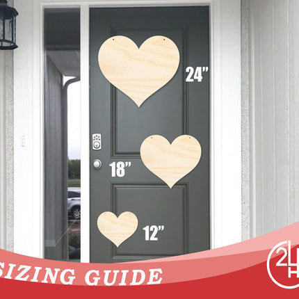 Unfinished Heart Door Hanger | DIY Craft Cutout | Door Hanger | up to 46" DIY