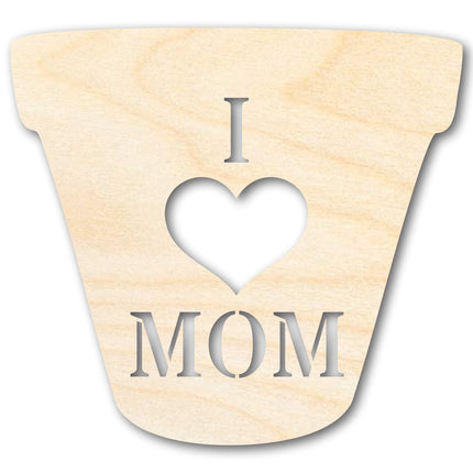 Unfinished I Love Mom Flower Pot Shape | DIY Craft Cutout | up to 46" DIY