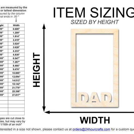 Unfinished Dad Frame Shape | DIY Craft Cutout | up to 46" DIY