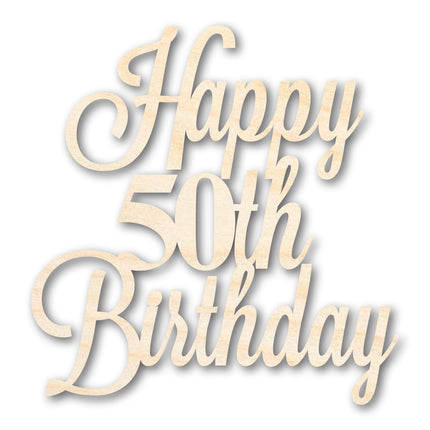 Unfinished Happy 50th Birthday Sign Shape | DIY Craft Cutout | up to 46" DIY