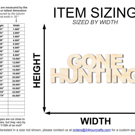 Unfinished Wood Gone Hunting Cutout | DIY Craft Cutout | up to 46" DIY