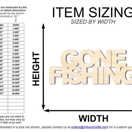 Unfinished Wood Gone Fishing Cutout | DIY Craft Cutout | up to 46" DIY