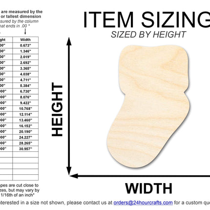 Unfinished Wood Baby Sock Shape | DIY Craft Cutout | up to 46" DIY