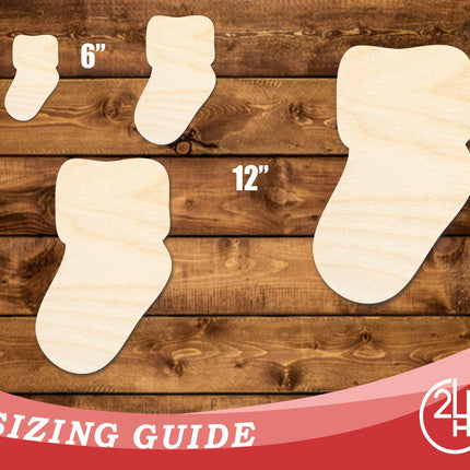 Unfinished Wood Baby Sock Shape | DIY Craft Cutout | up to 46" DIY