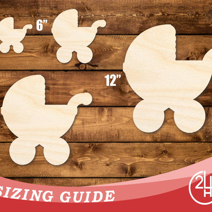 Unfinished Wood Baby Stroller Shape | DIY Craft Cutout | up to 46" DIY