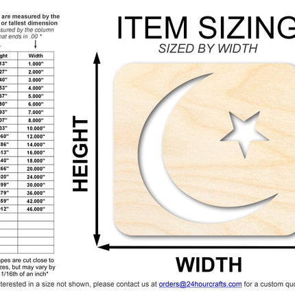 Unfinished Wood Islam Symbol Shape | DIY Craft Cutout | up to 46" DIY