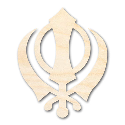 Unfinished Wood Khanda Sikhism Symbol Shape | DIY Craft Cutout | up to 46" DIY