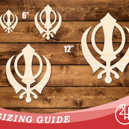 Unfinished Wood Khanda Sikhism Symbol Shape | DIY Craft Cutout | up to 46" DIY