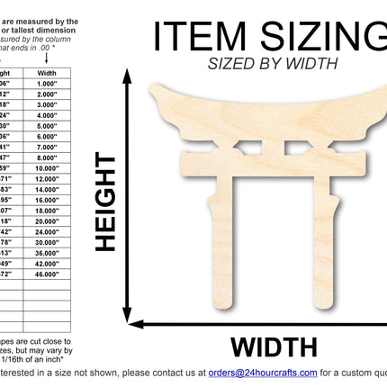 Unfinished Wood Shinto Symbol Shape | DIY Craft Cutout | up to 46" DIY