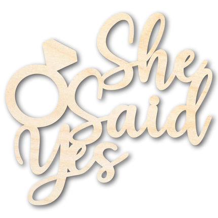Unfinished Wood She Said Yes Shape | DIY Craft Cutout | up to 46" DIY