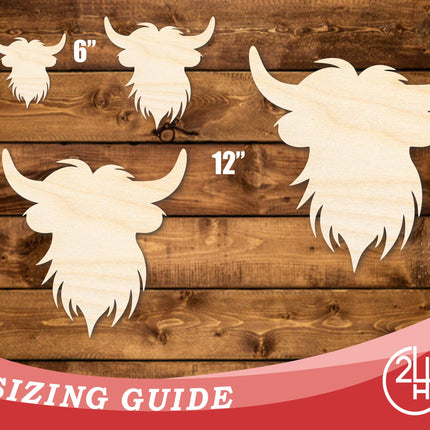 Unfinished Wood Highland Cow Head Shape | DIY Craft Cutout | up to 46" DIY