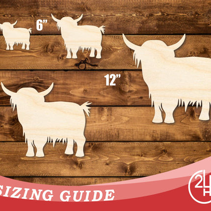 Unfinished Wood Highland Cow Shape | DIY Craft Cutout | up to 46" DIY