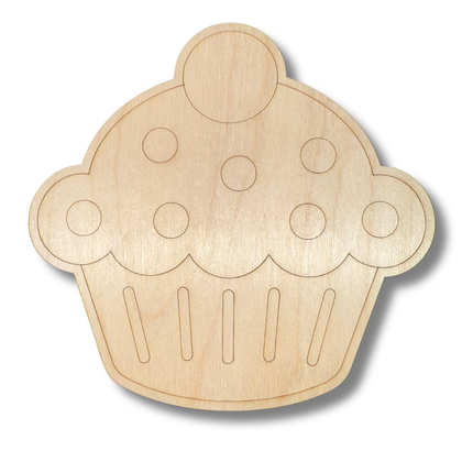 Unfinished Wood Etched Birthday Cupcake Shape | Paint By Line Crafts | up to 30" DIY