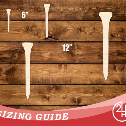 Unfinished Wood Golf Tee Shape | DIY Craft Cutout | up to 46" DIY