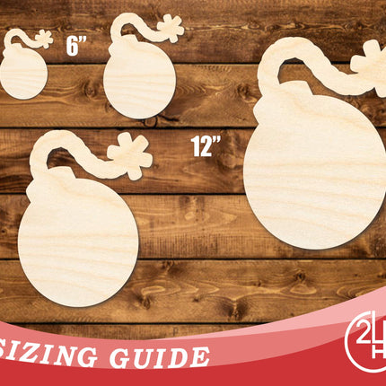 Unfinished Wood Cartoon Bomb Shape | DIY Craft Cutout | up to 46" DIY