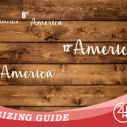 Unfinished Wood America Script | DIY Craft Cutout | up to 46" DIY