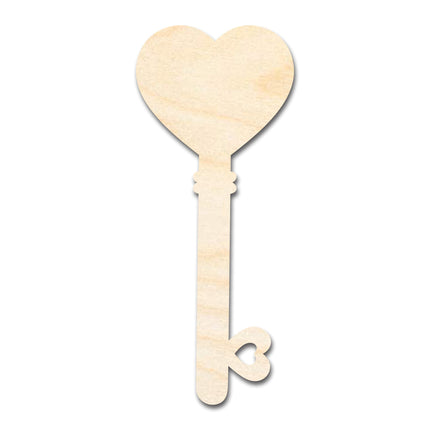 Unfinished Wood Heart Key Shape | DIY Craft Cutout | up to 46" DIY