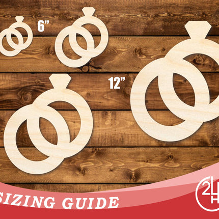 Unfinished Wood Wedding Rings Shape | DIY Craft Cutout | up to 46" DIY