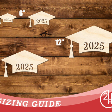 Unfinished Wood 2025 Graduation Cap Shape | DIY Craft Cutout | up to 46" DIY