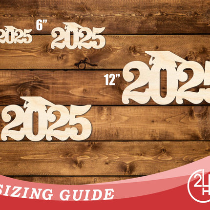 Unfinished Wood 2025 Grad Shape | DIY Craft Cutout | up to 46" DIY