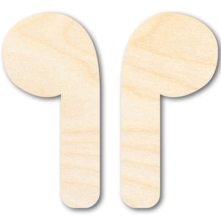 Unfinished Wood Earbuds Silhouette Shape | DIY Craft Cutout | up to 46" DIY