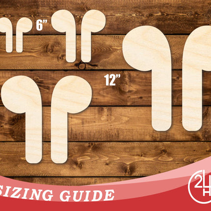 Unfinished Wood Earbuds Silhouette Shape | DIY Craft Cutout | up to 46" DIY