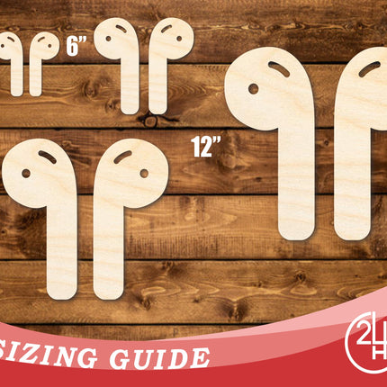 Unfinished Wood Earbuds Shape | DIY Craft Cutout | up to 46" DIY