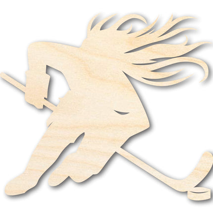 Unfinished Wood Hockey Player Female Shape | DIY Craft Cutout | up to 46" DIY