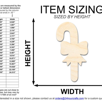 Unfinished Wood Bow Candy Cane Shape | DIY Craft Cutout | up to 46" DIY