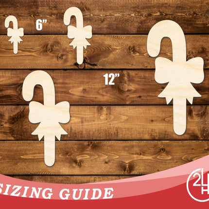 Unfinished Wood Bow Candy Cane Shape | DIY Craft Cutout | up to 46" DIY