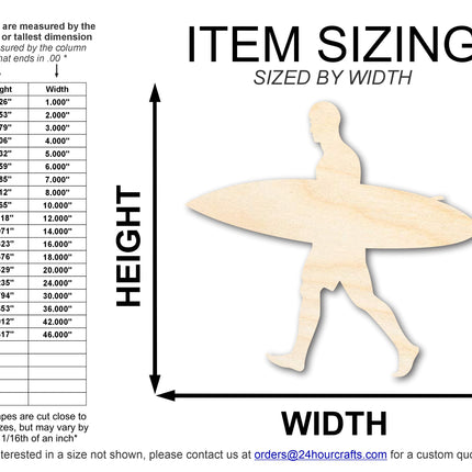 Unfinished Wood Surfer Guy Shape | DIY Craft Cutout | up to 46" DIY