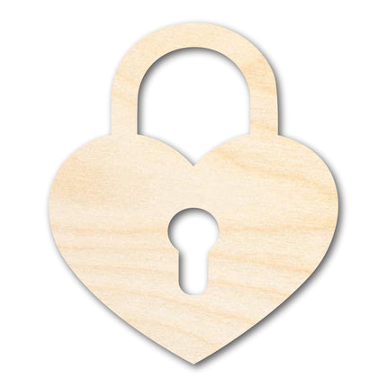 Unfinished Wood Heart Lock Shape | DIY Craft Cutout | up to 46" DIY