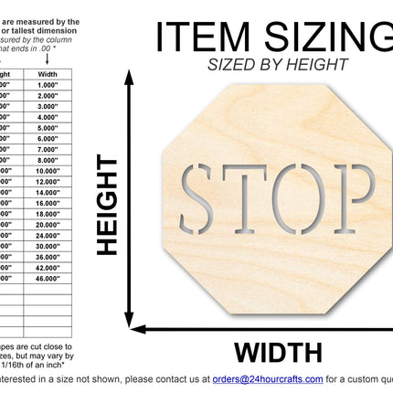 Unfinished Wood Stop Sign Shape | DIY Craft Cutout | up to 46" DIY