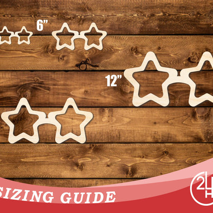Unfinished Wood Star Sunglasses Shape | DIY Craft Cutout | up to 46" DIY