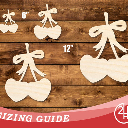 Unfinished Wood Heart Cherries Shape | DIY Craft Cutout | up to 46" DIY